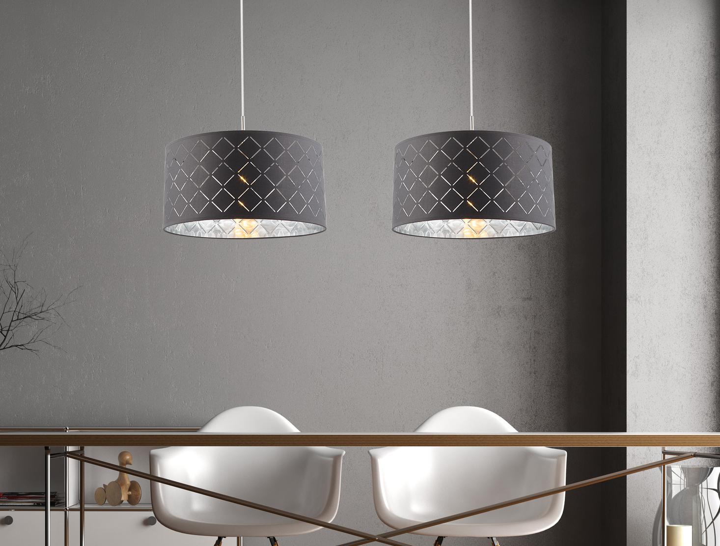 Hängeleuchte Kidal max. 60 Watt - Design, Textil/Metall (40/140cm) - Globo