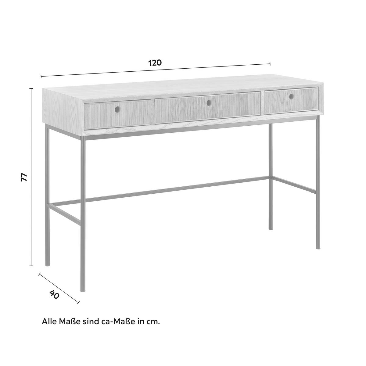 Konsolentisch Holz "Milano", ca. 120x40 cm, Esche - Eschefarben, MODERN, Holz/Metall (120/40/77cm) - Bessagi Home