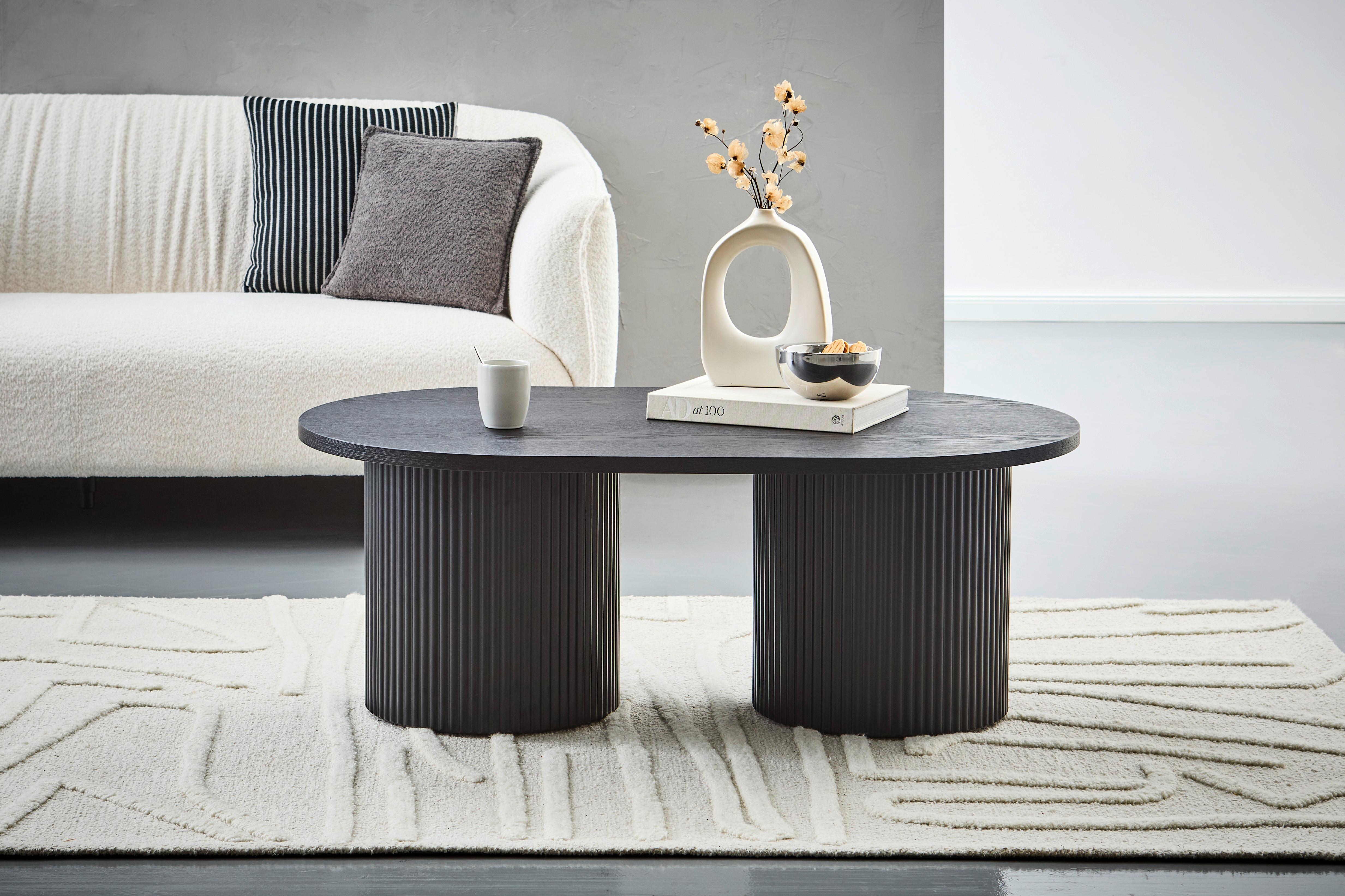 STOLIK KAWOWY KRETA - czarny, Design, materiał drewnopochodny/drewno (120/45/70cm) - Livetastic