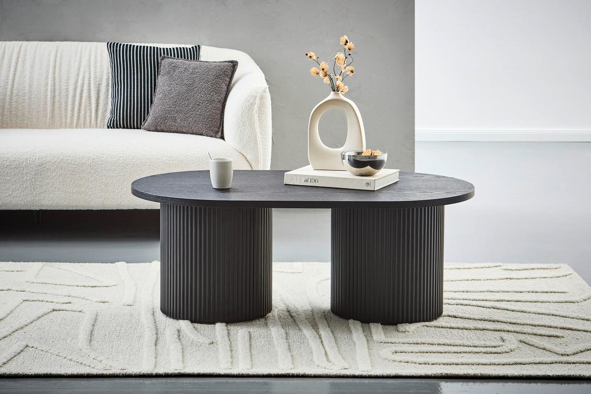 STOLIK KAWOWY KRETA - czarny, Design, materiał drewnopochodny/drewno (120/45/70cm) - Livetastic
