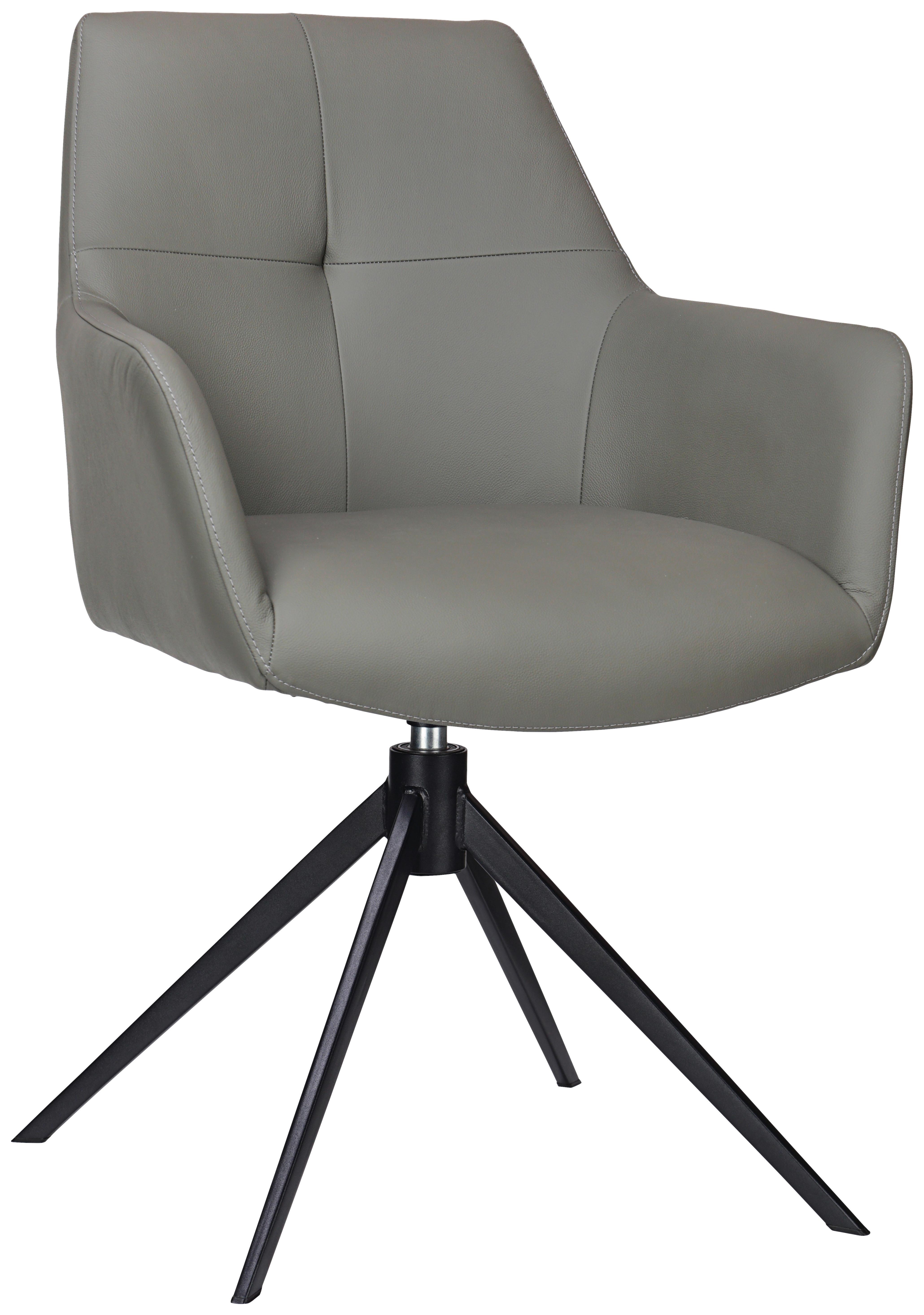 KRZESŁO Z PODŁOKIETNIKAMI MEDUSA -EXKLUSIV- - antracytowy/czarny, Konventionell, skóra/metal (59,5/87,5/63cm) - Novel