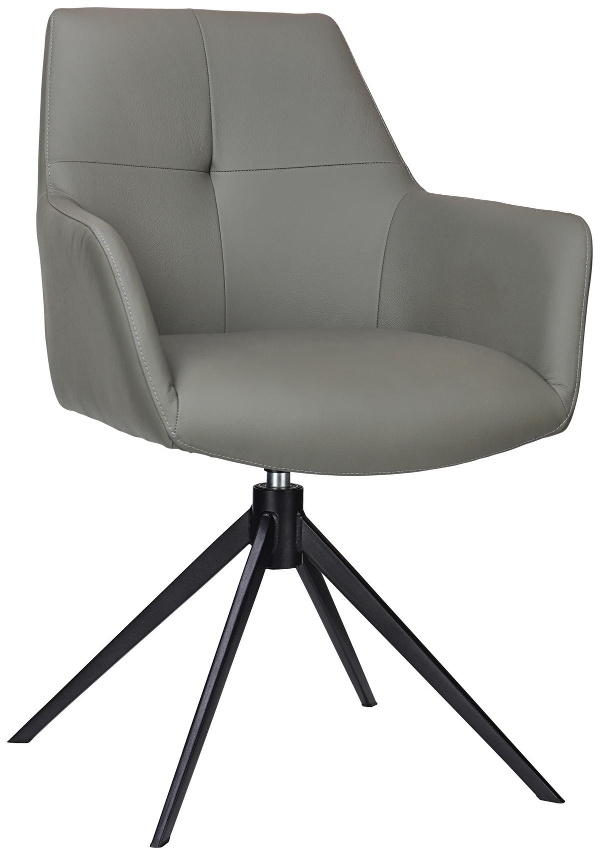 KRZESŁO Z PODŁOKIETNIKAMI MEDUSA -EXKLUSIV- - antracytowy/czarny, Konventionell, skóra/metal (59,5/87,5/63cm) - Novel