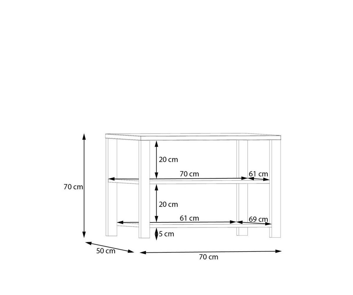 Măsuță de cafea CALASETTA - culoare lemn stejar, Romantik / Landhaus, material pe bază de lemn (70/50/70cm) - Premium Living