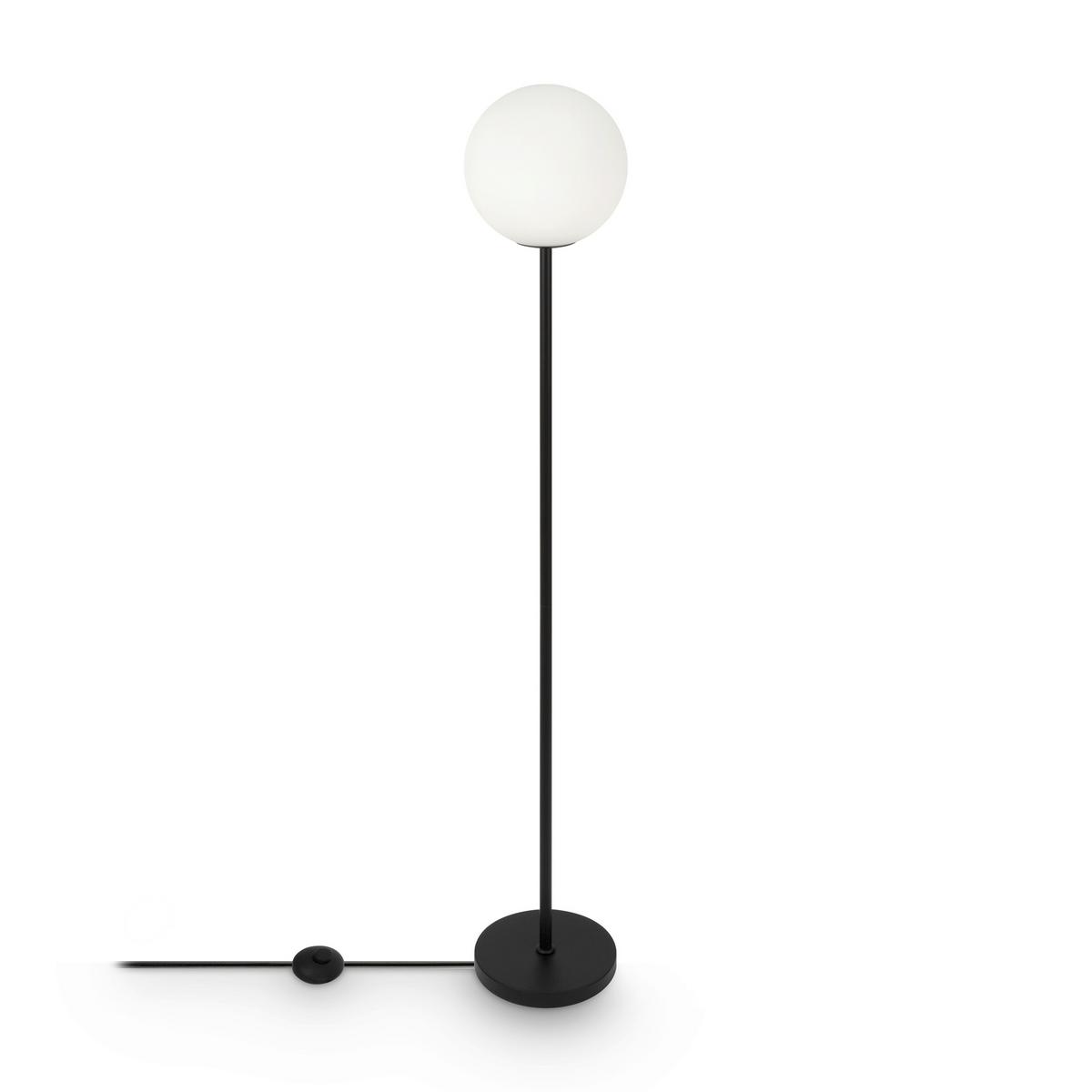 Stehleuchte Ring Schwarz max. 60 Watt - Schwarz/Weiß, Trend, Glas/Metall (25/155cm) - MAYTONI