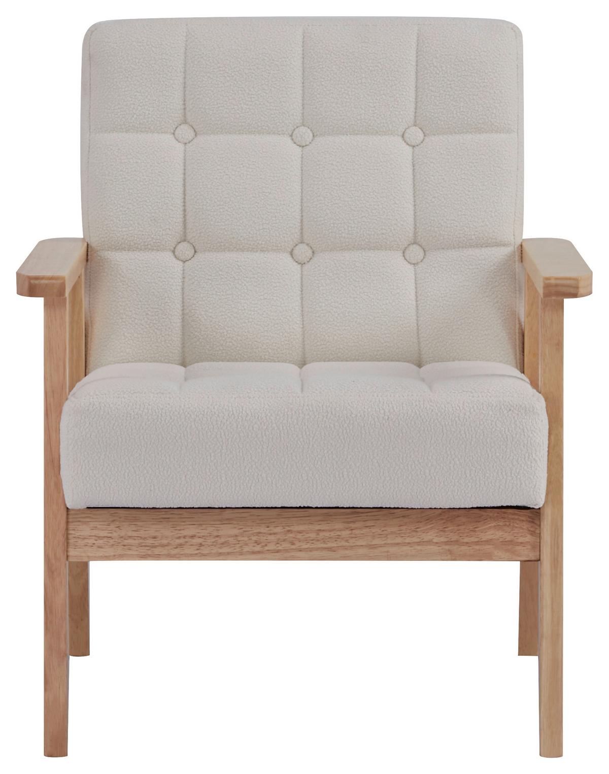 FOTEL NOELLE - kolor naturalny/biały, Trend, tkanina/drewno (64/77,5/67cm) - P & B