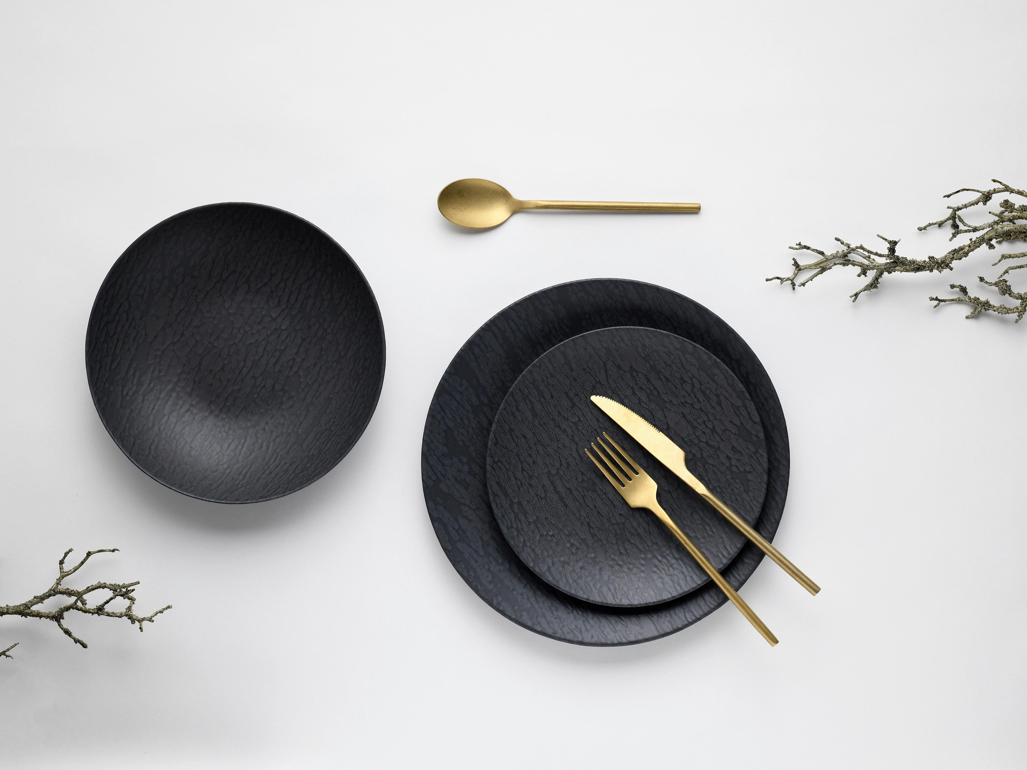 Tafelservice Schwarz, 12-teilig - Schwarz, Trend, Keramik - Creatable