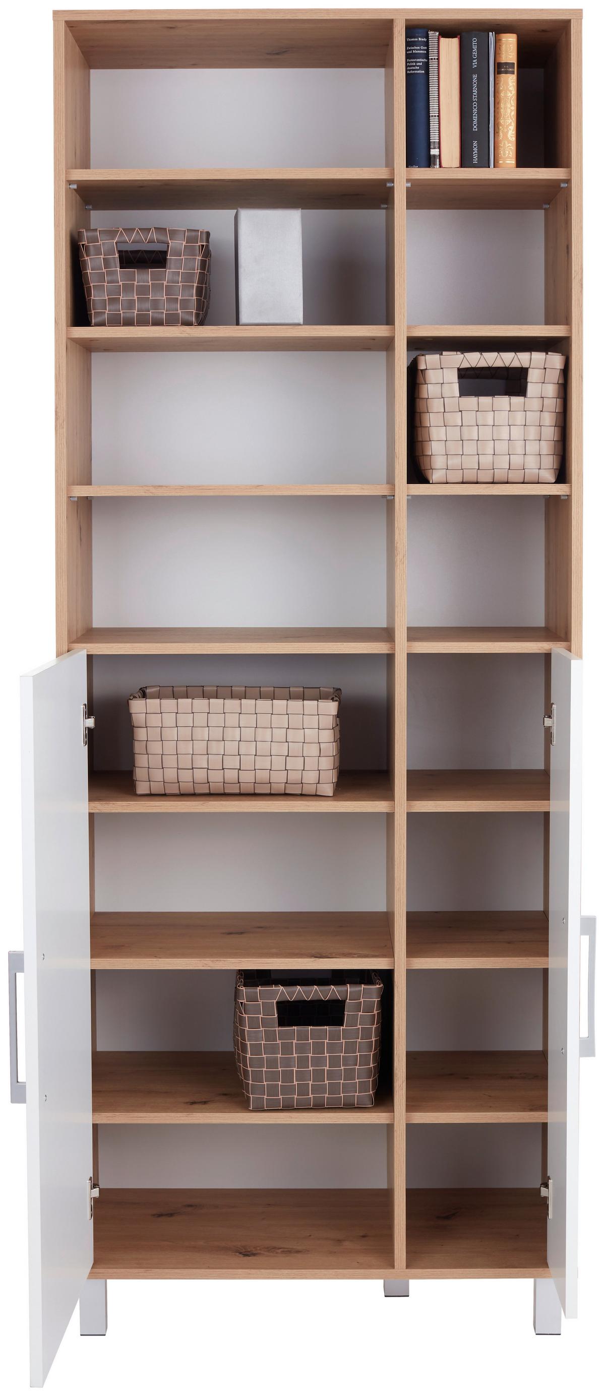 Otvorena Polica Box - boja aluminijuma/boja hrasta, Moderno, pločasti materijal/plastika (75/205/40cm) - Mömax