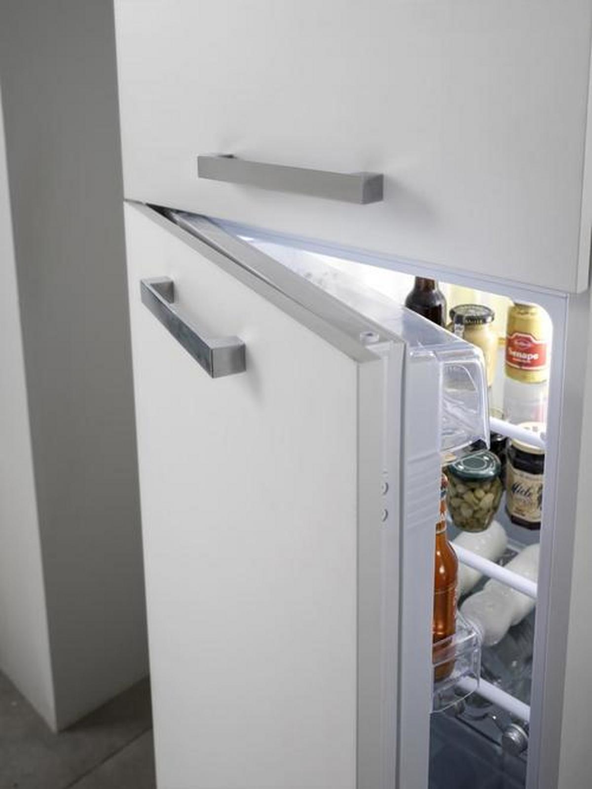 Küchenblock Belluna m. Geräten Weiß - Dunkelgrau/Alufarben, Basics, Holzwerkstoff/Kunststoff (250cm) - MID.YOU