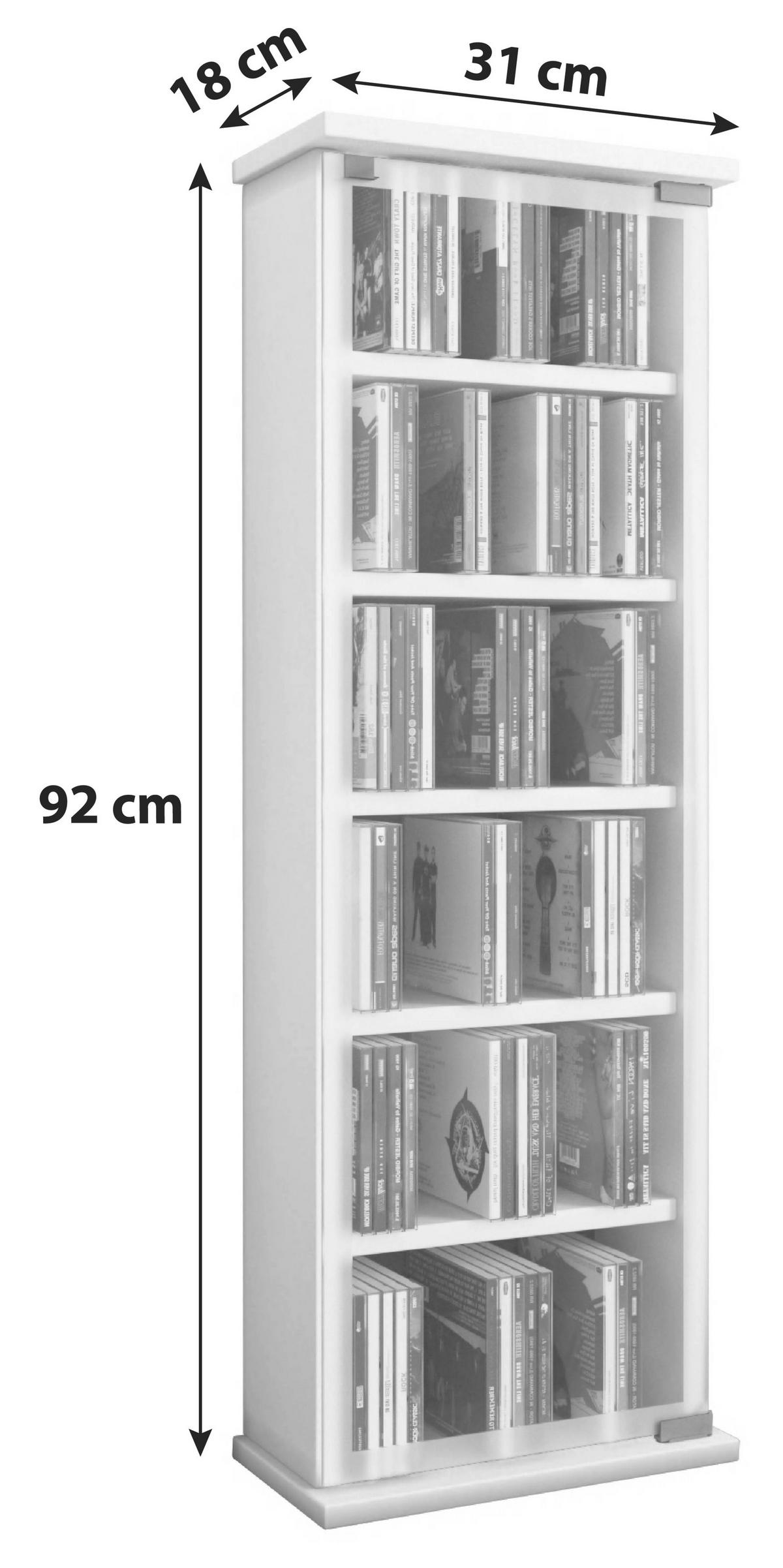CD-Regal Classic in Eichefarbe, B: 31 cm - Eichefarben, KONVENTIONELL, Glas/Holzwerkstoff (31/92/18cm) - MID.YOU