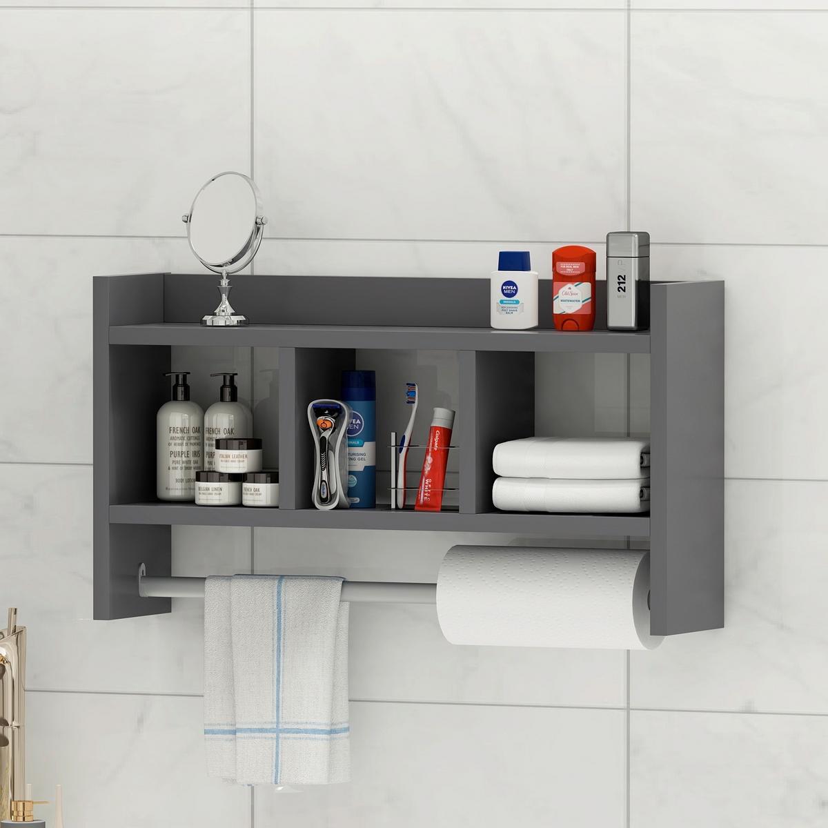 KÜCHENREGAL ASYA R001 WANDREGAL - Anthrazit, Design, Holzwerkstoff (64/35/15cm) - Livetastic