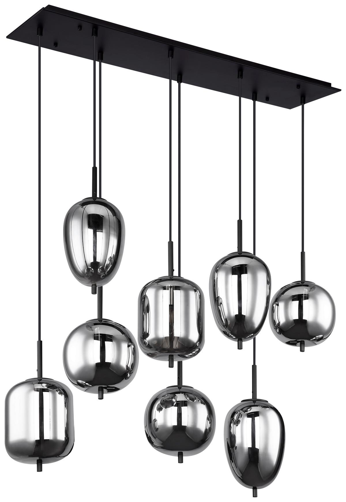 Hängeleuchte Blacky in Grau/Schwarz max. 40 Watt - Schwarz/Grau, MODERN, Glas/Metall (94/34/120cm)