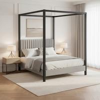 Pat tapițat gri Mona cca 180X200 gri - gri/maro deschis, Modern, lemn/metal (180/200cm) - Bessagi Home