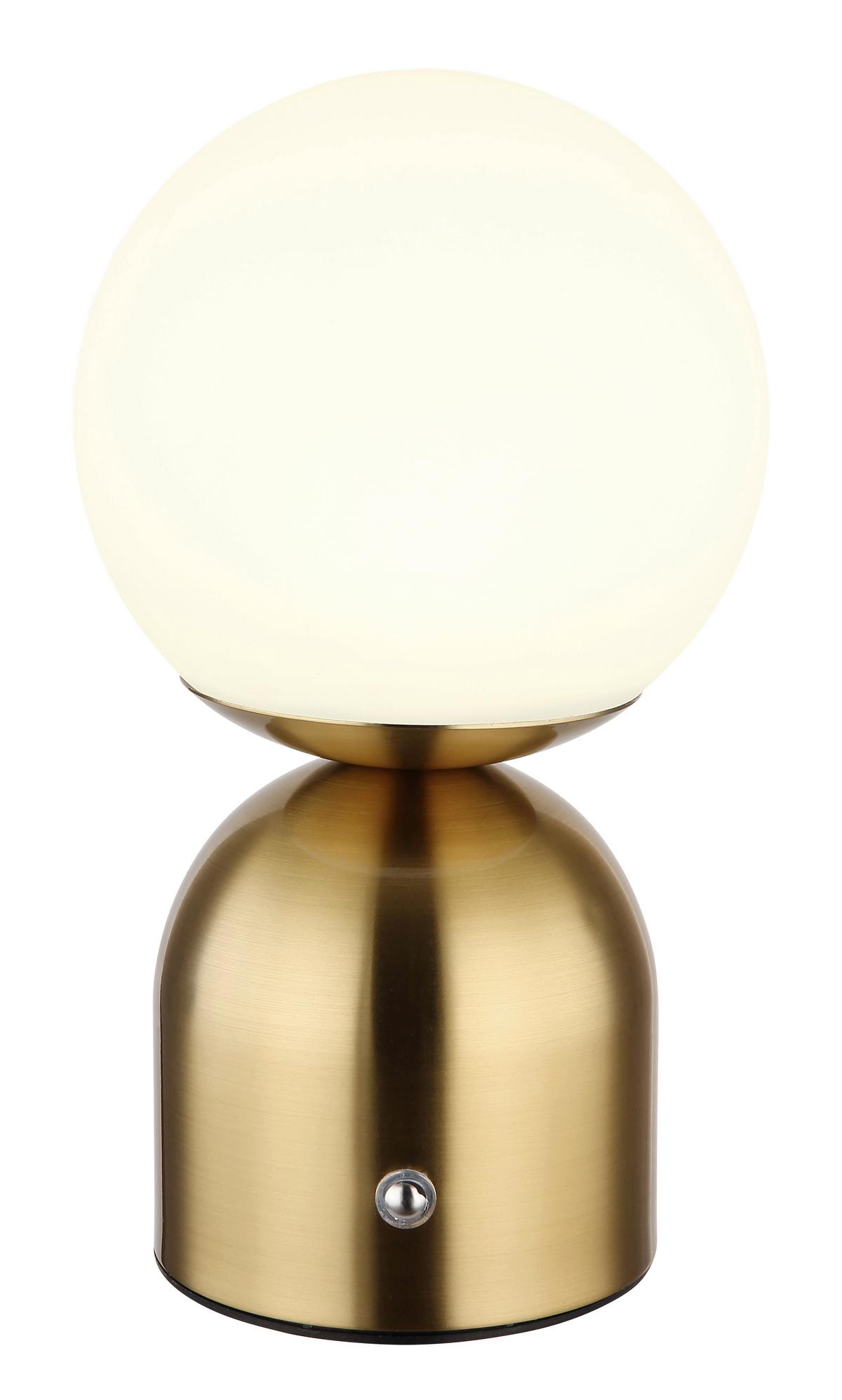 AKKU-TISCHLEUCHTE 21006M - Messingfarben/Opal, Konventionell, Kunststoff/Metall (12/21cm) - Globo