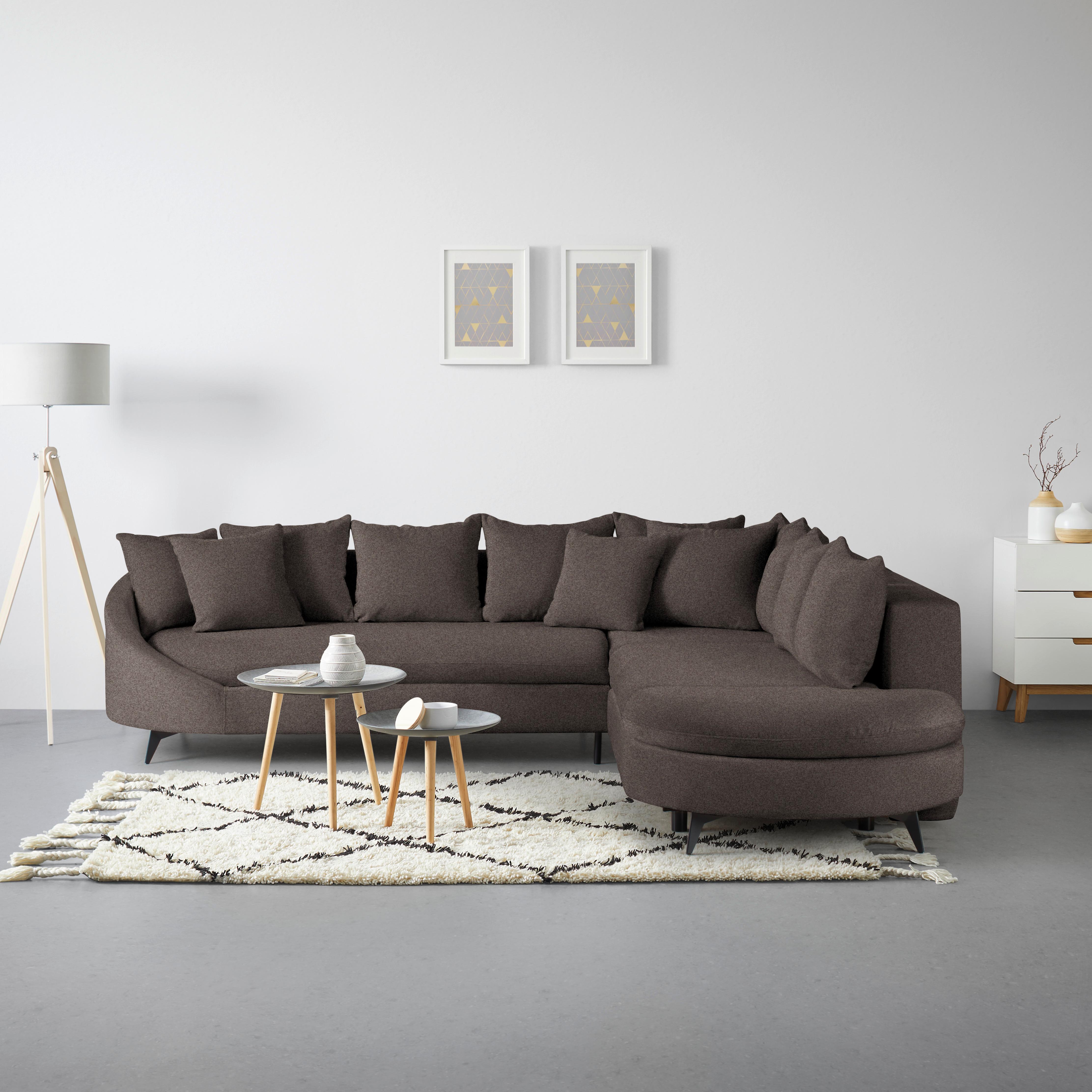 Ecksofa Axel Mokka - Schwarz/Mokka, MODERN, Textil/Metall (291/250cm) - Mömax