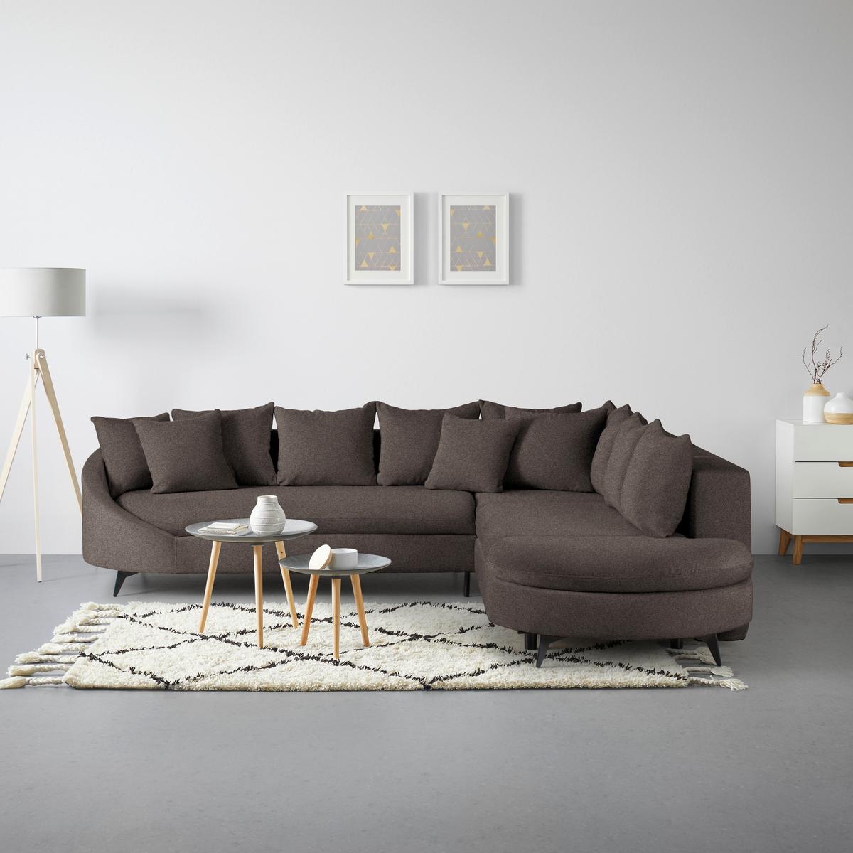 Ecksofa Axel Mokka - Schwarz/Mokka, MODERN, Textil/Metall (291/87/250cm) - Mömax