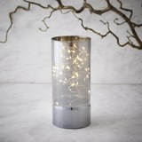 Windlicht Niclas inkl. Led Ø/h ca. 9/20 cm - Silberfarben, MODERN, Glas (9/20cm) - Mömax modern living