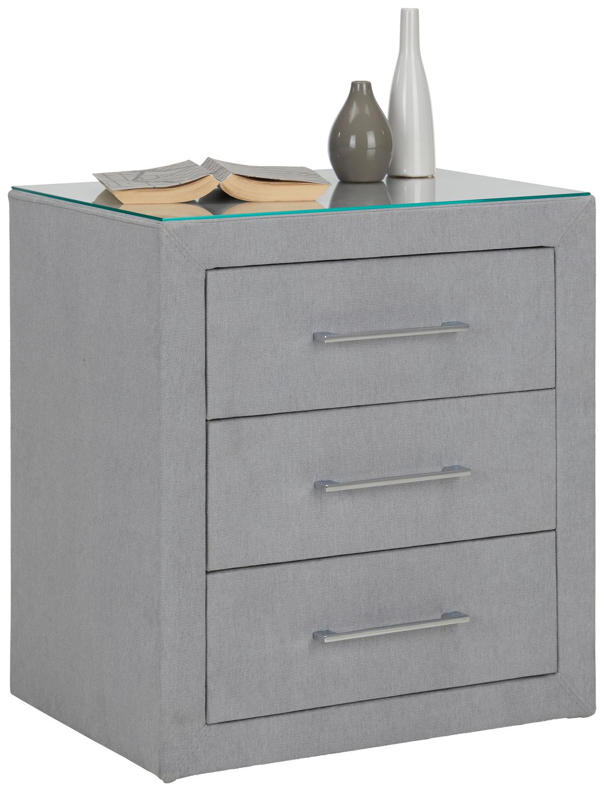 meuble de chevet in Grau - gris, Konventionell, textile/métal (55/60/40cm) - Premium Living