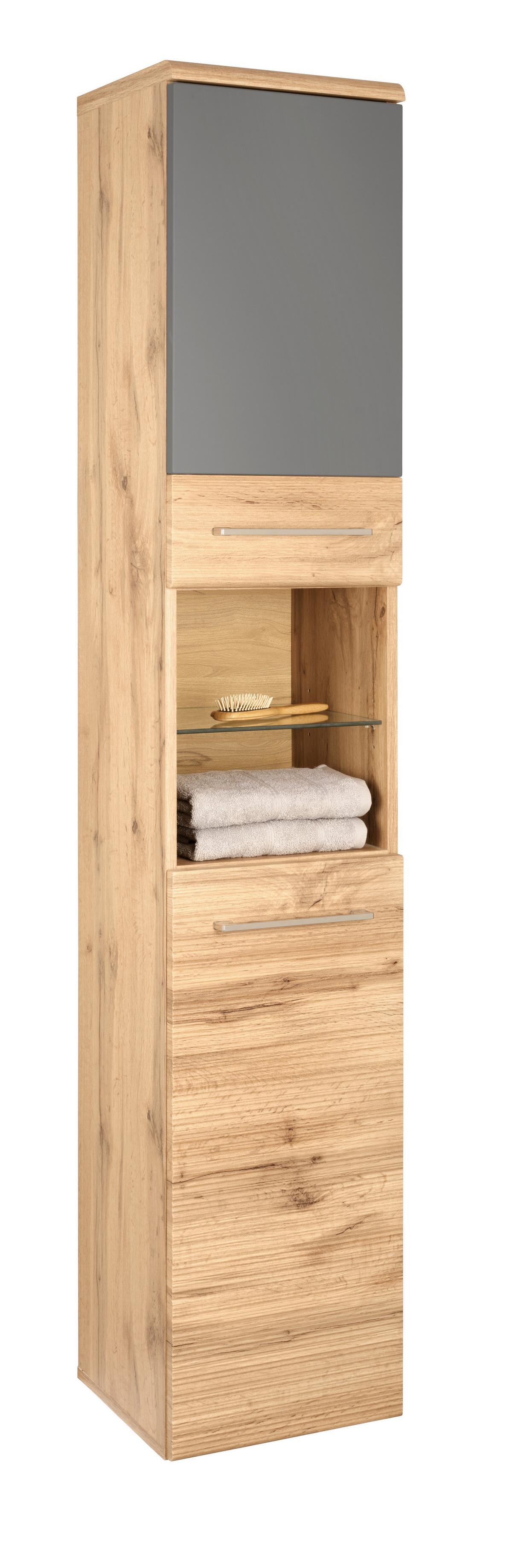 Visoki Element Float - boje hrasta/boje kroma, Moderno, drvni materijal/metal (35/194/33cm) - Premium Living