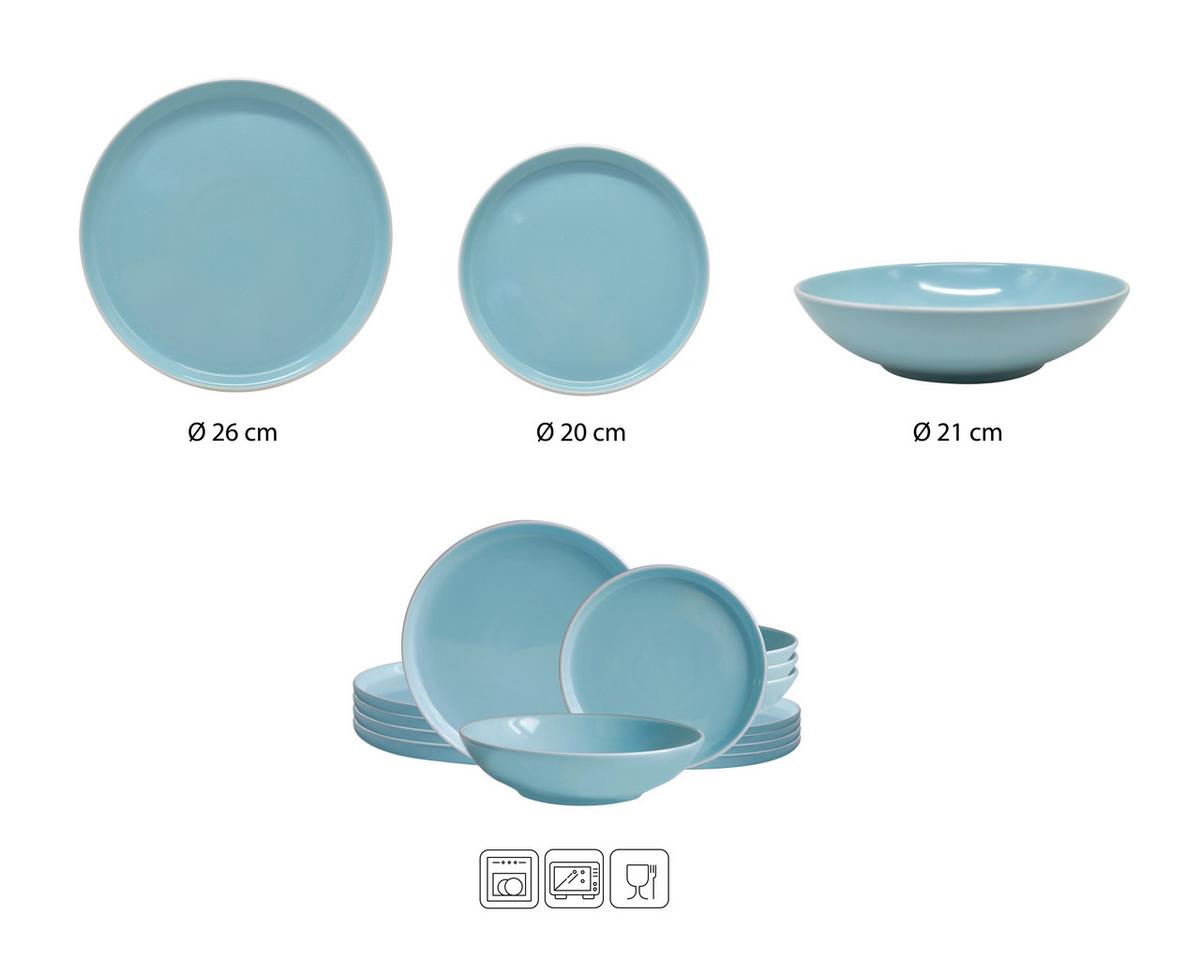 Jedilni Servis Nerea, 12-Delni - pastelno modra, Basics, keramika - Echtwerk