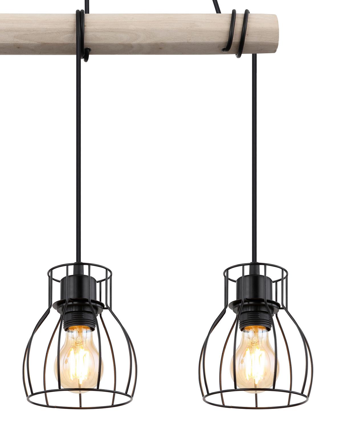 Hängeleuchte Mina max. 40 Watt - Schwarz/Naturfarben, KONVENTIONELL, Holz/Metall (50/14/140cm) - Globo