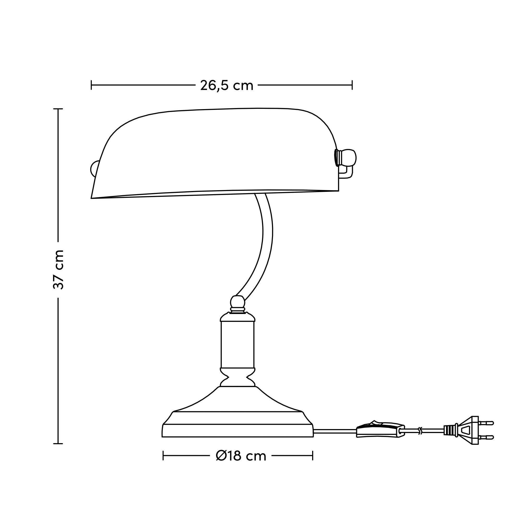 BORDSLAMPA BANKER - vit/mässingsfärgad, Romantik / Lanthus, metall (18/26,5/37cm) - Mömax