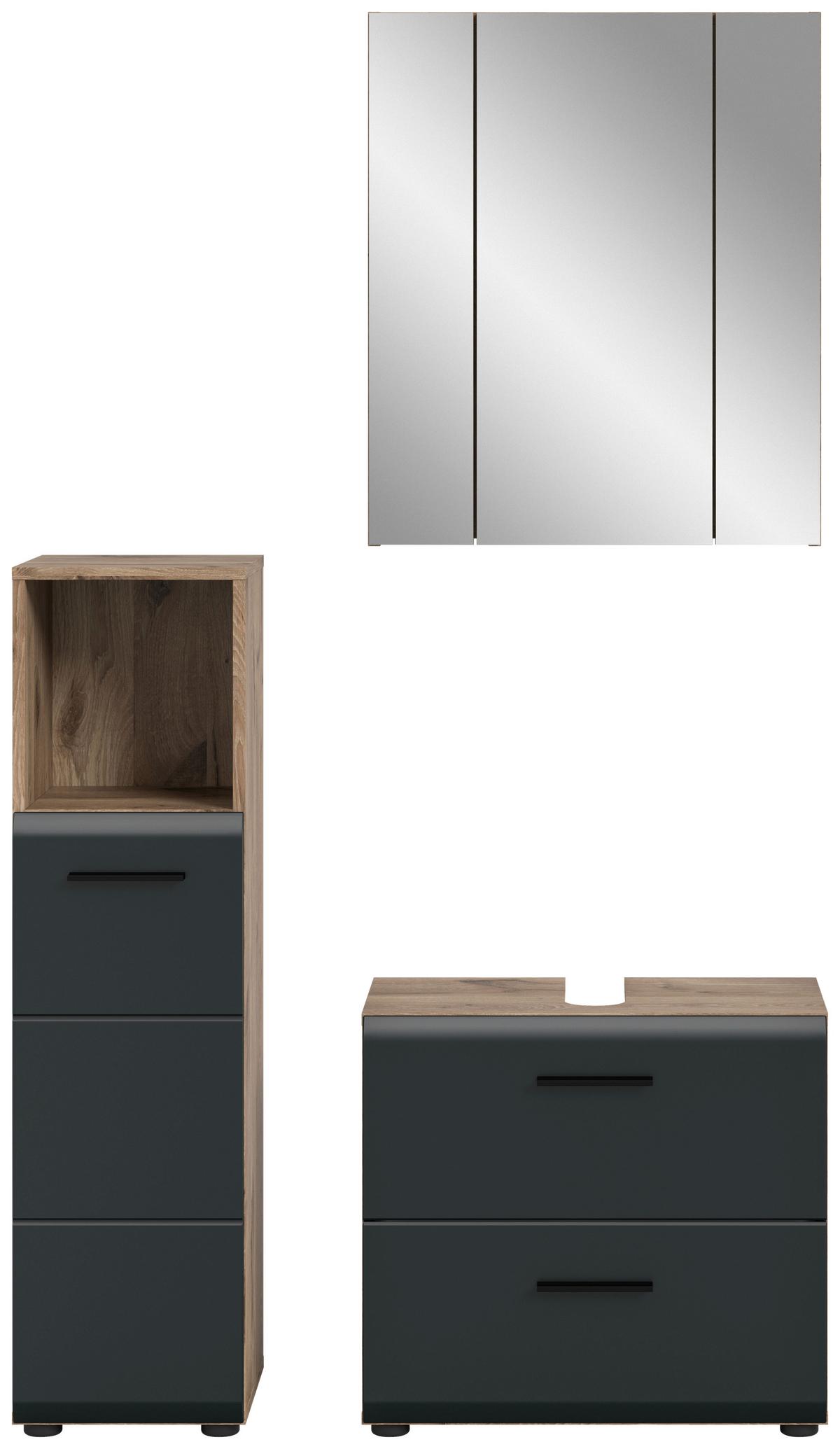 BADEZIMMER ICE - Eiche dunkel/Schwarz, Basics, Holzwerkstoff/Kunststoff (90cm) - MID.YOU