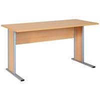 Schreibtisch "Serie 4000" ca 140x65 cm , buche - Buchefarben/Silberfarben, Basics, Holzwerkstoff/Metall (140/65/72,2cm) - MID.YOU