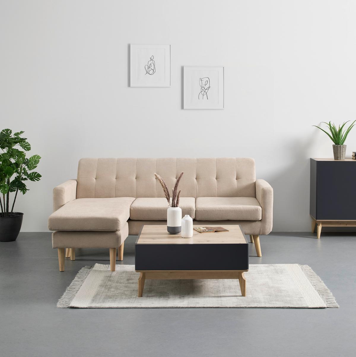 Kutna Garnitura Tamara - prirodne boje/bež, Moderno, tekstil/drvo (198/83/143cm) - Bessagi Home