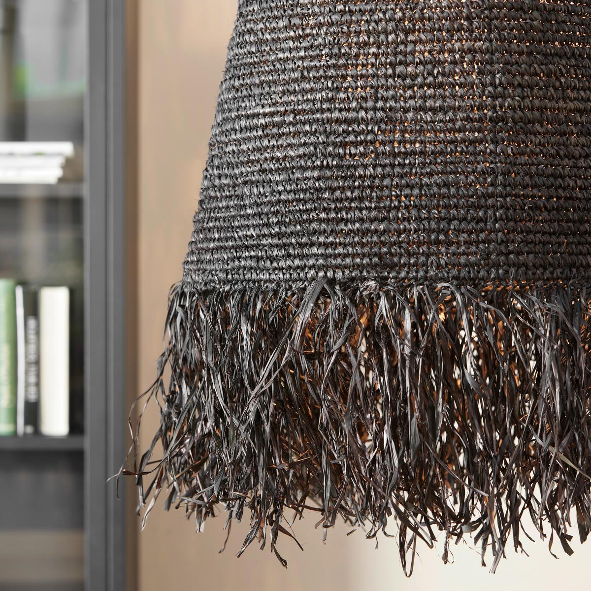 Senčnik Za Svetilko Borgholm - črna, Trendi, kovina/naravni materiali (45/57cm) - Premium Living