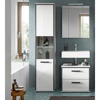 Badezimmer Kojak 3-tlg. Weiß/Anthrazit m. LED - Weiß Hochglanz/Schwarz, MODERN, Holzwerkstoff/Kunststoff (100cm) - MID.YOU