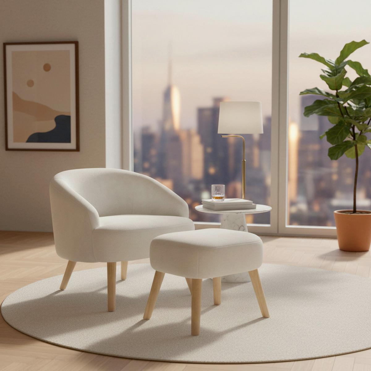 Relax Fotel Sonja - fehér, Modern, textil/fa (71/66/70cm) - Bessagi Home