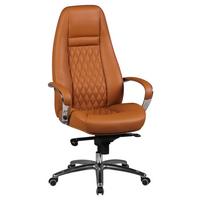 Chefsessel "Austin", hellbraun - Hellbraun/Alufarben, MODERN, Leder/Kunststoff (68/130/68cm) - MID.YOU