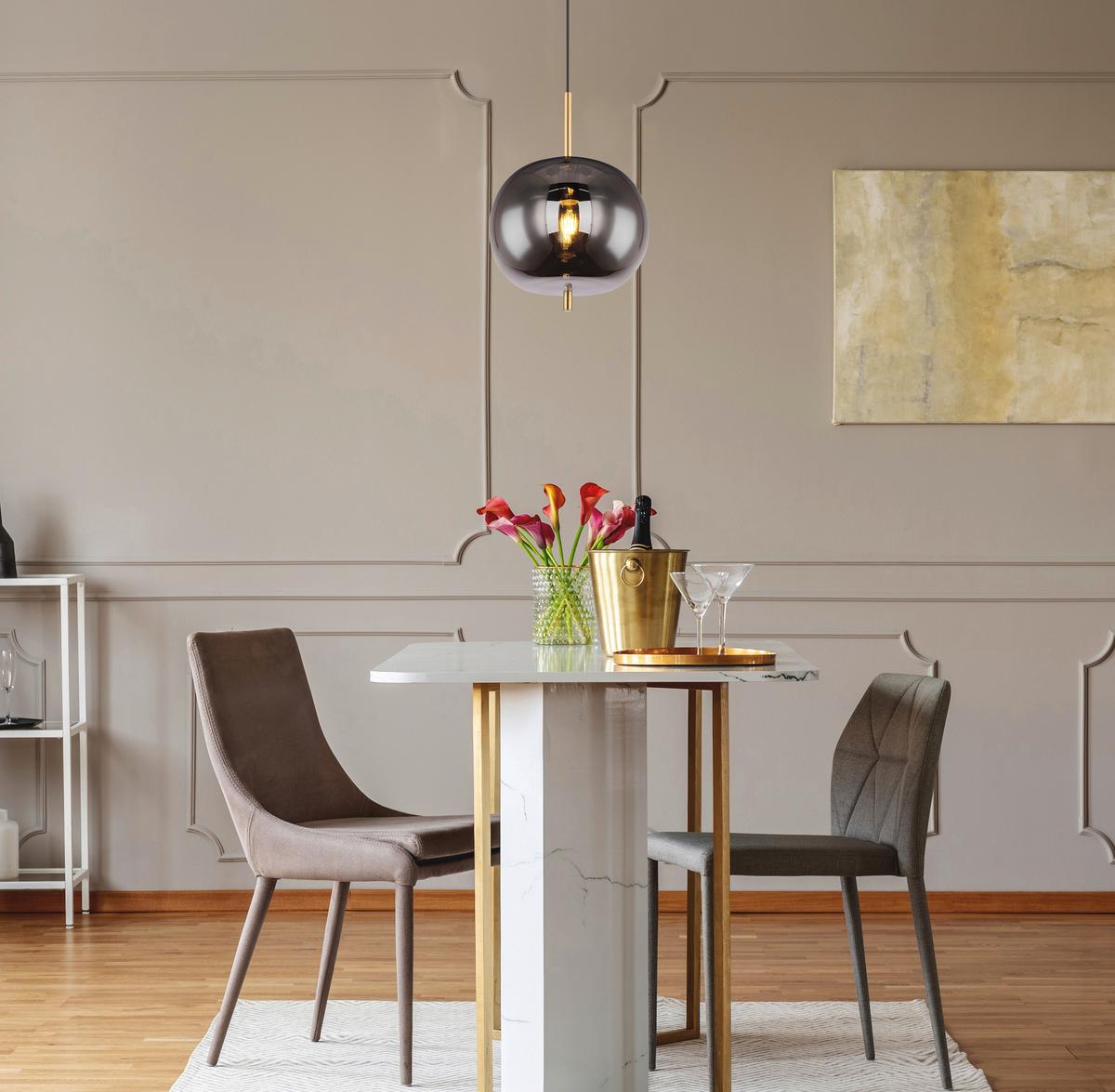 Hängeleuchte Blacky I in Messingfarben max. 60 Watt - Messingfarben, Design, Glas/Metall (30/120cm) - Globo