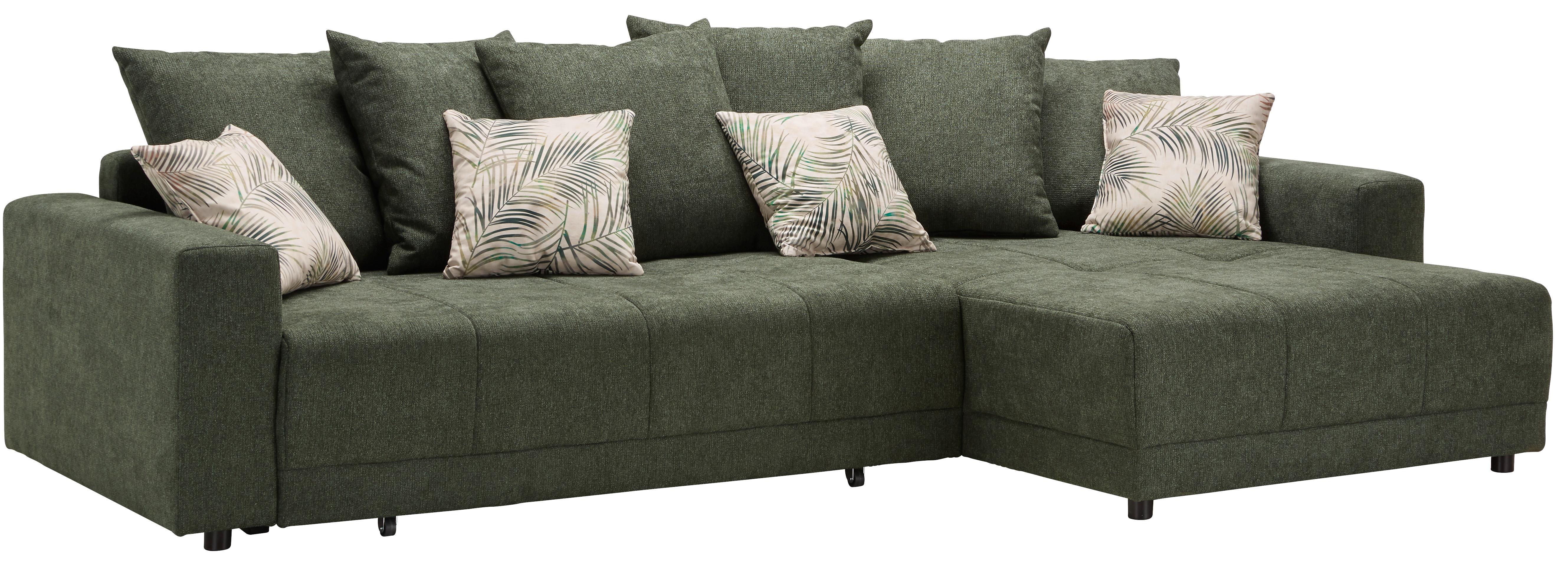 Sedežna Garnitura Summerfield, Z Ležiščem In Predalom - črna/zelena, Trendi, tekstil (285/68/183cm) - Modern Living