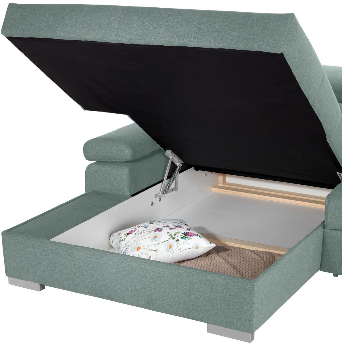 Kutna Garnitura Perry - srebrne boje/zelena, Design, tekstil/drvo (183/292cm) - Modern Living