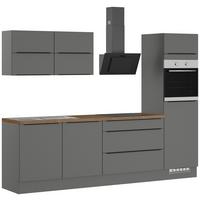 Küchenblock IBZ ohne Geräte ca. 280 cm Dunkelgrau - Eiche dunkel/Graphitfarben, Design, Holzwerkstoff/Metall (280cm) - Impuls