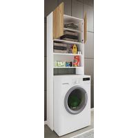 Waschmaschinenschrank JUTAS Honig Eiche Weiß - Honigeiche/Silberfarben, MODERN, Holzwerkstoff/Kunststoff (64/190/25cm) - MID.YOU