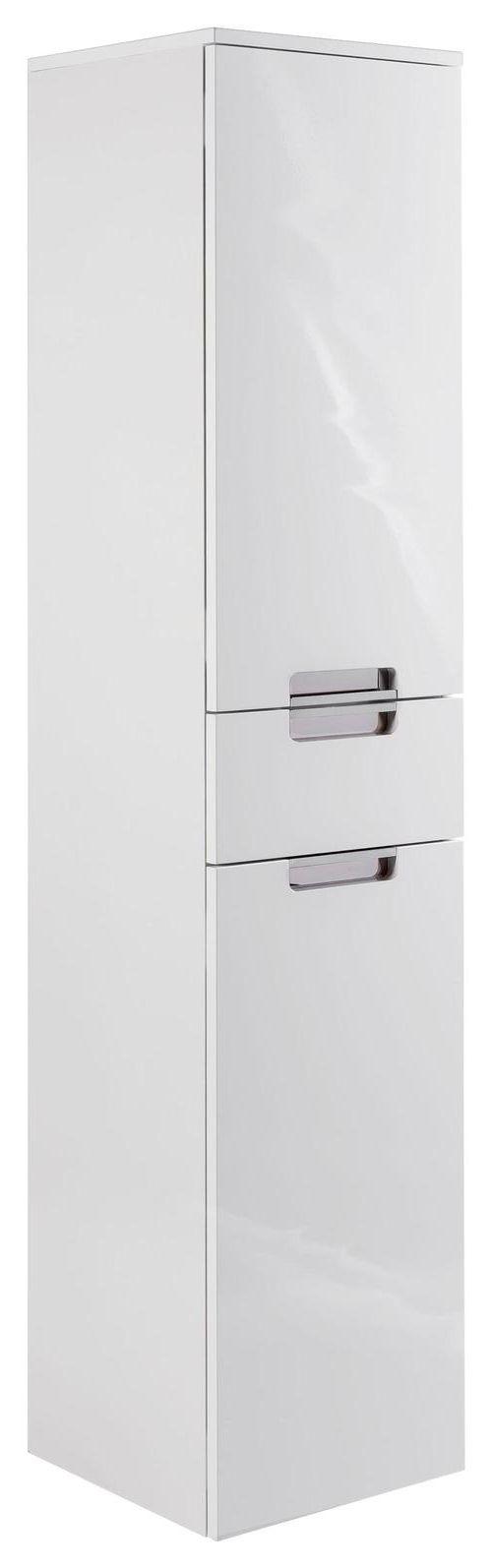 Hochschrank "Mars" , weiß - Chromfarben/Weiß, MODERN, Holzwerkstoff/Metall (33,0/159,0/35,0cm) - MID.YOU