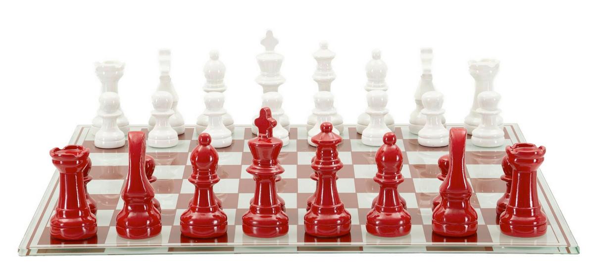 Skulptur Chess Board Red/White Multicolor - Basics, Glas/Kunststoff (61/61/14cm)