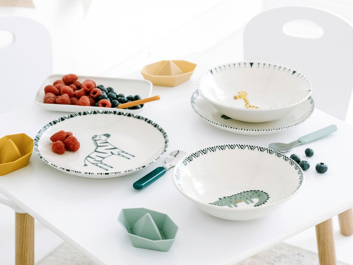 Set Otroških Posodic Safari, 4-Delni - večbarvno/sivobela, Basics, keramika (18,5cm) - Creatable