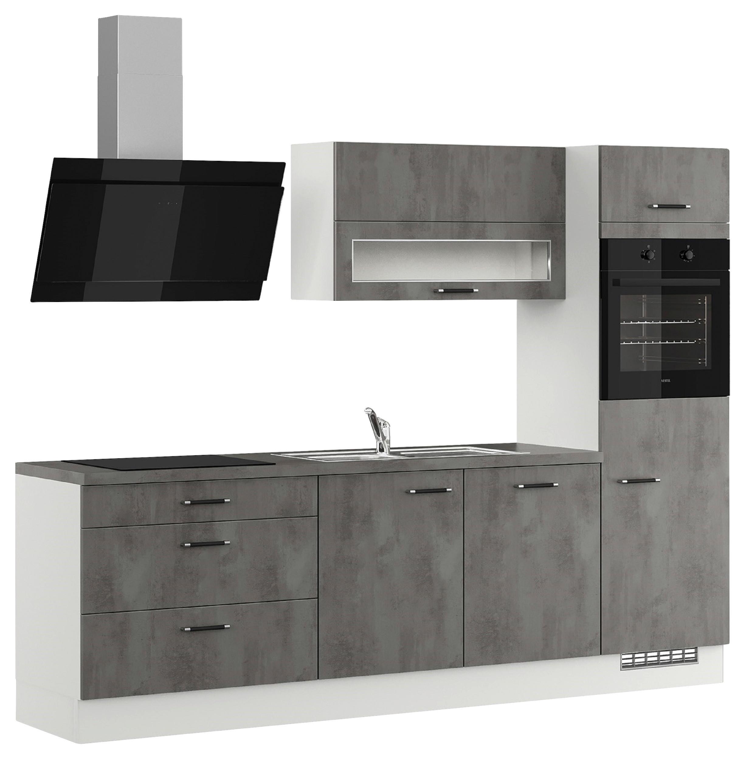 Küchenblock IBZ ohne Geräte ca. 270 cm Grau - Edelstahlfarben/Hellgrau, Design, Holzwerkstoff (270cm) - Impuls