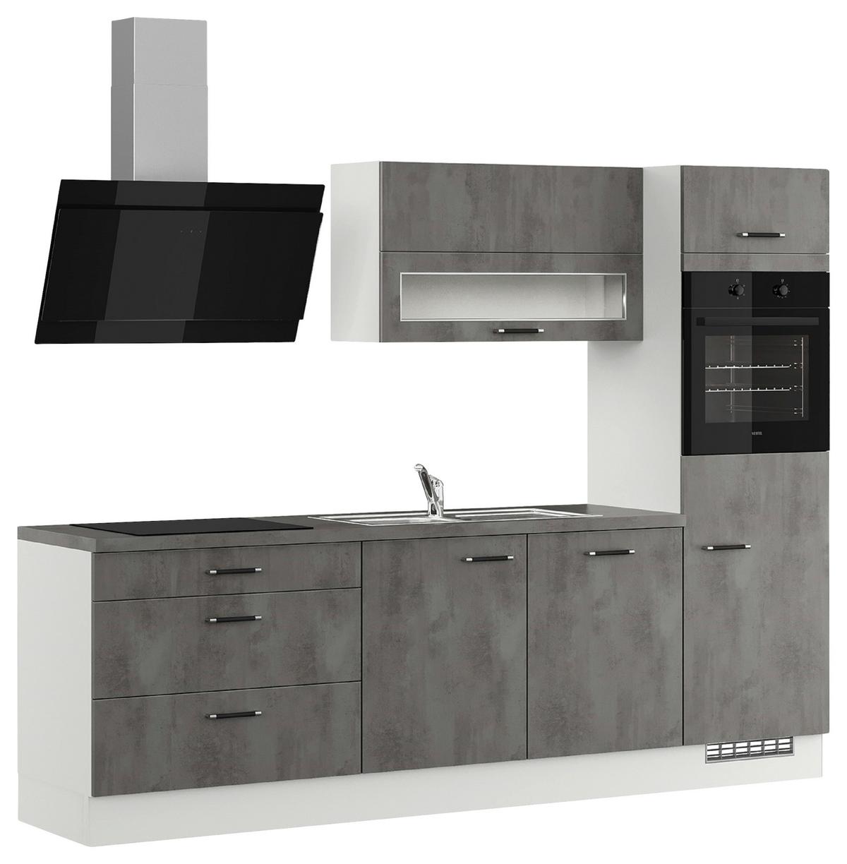 Küchenblock IBZ ohne Geräte ca. 270 cm Grau - Edelstahlfarben/Hellgrau, Design, Holzwerkstoff (270cm) - Impuls