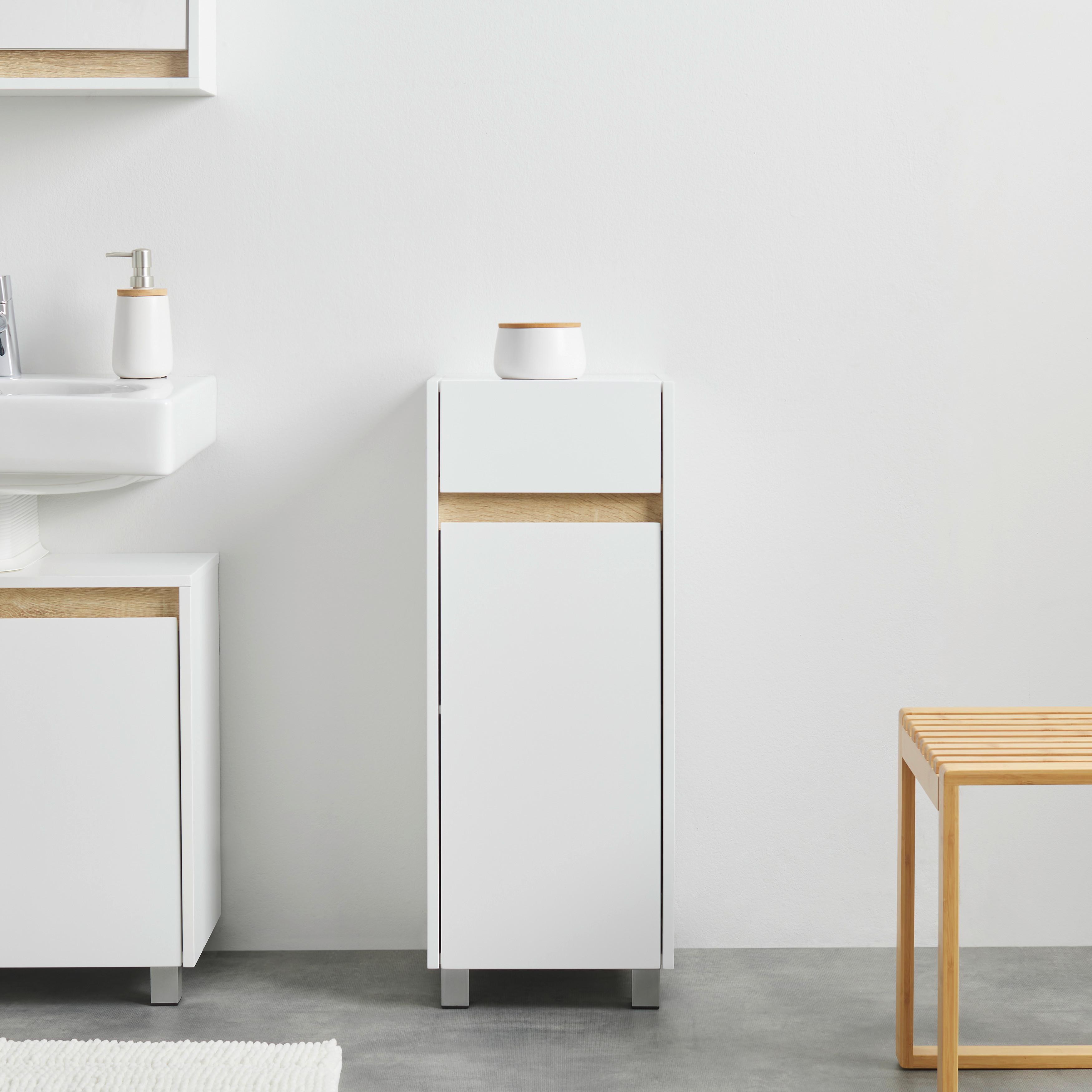 Unterschrank Massimo Weiß ca. 32x89x30 cm - Silberfarben/Weiß, MODERN, Kunststoff (33/85/30cm) - Bessagi Home