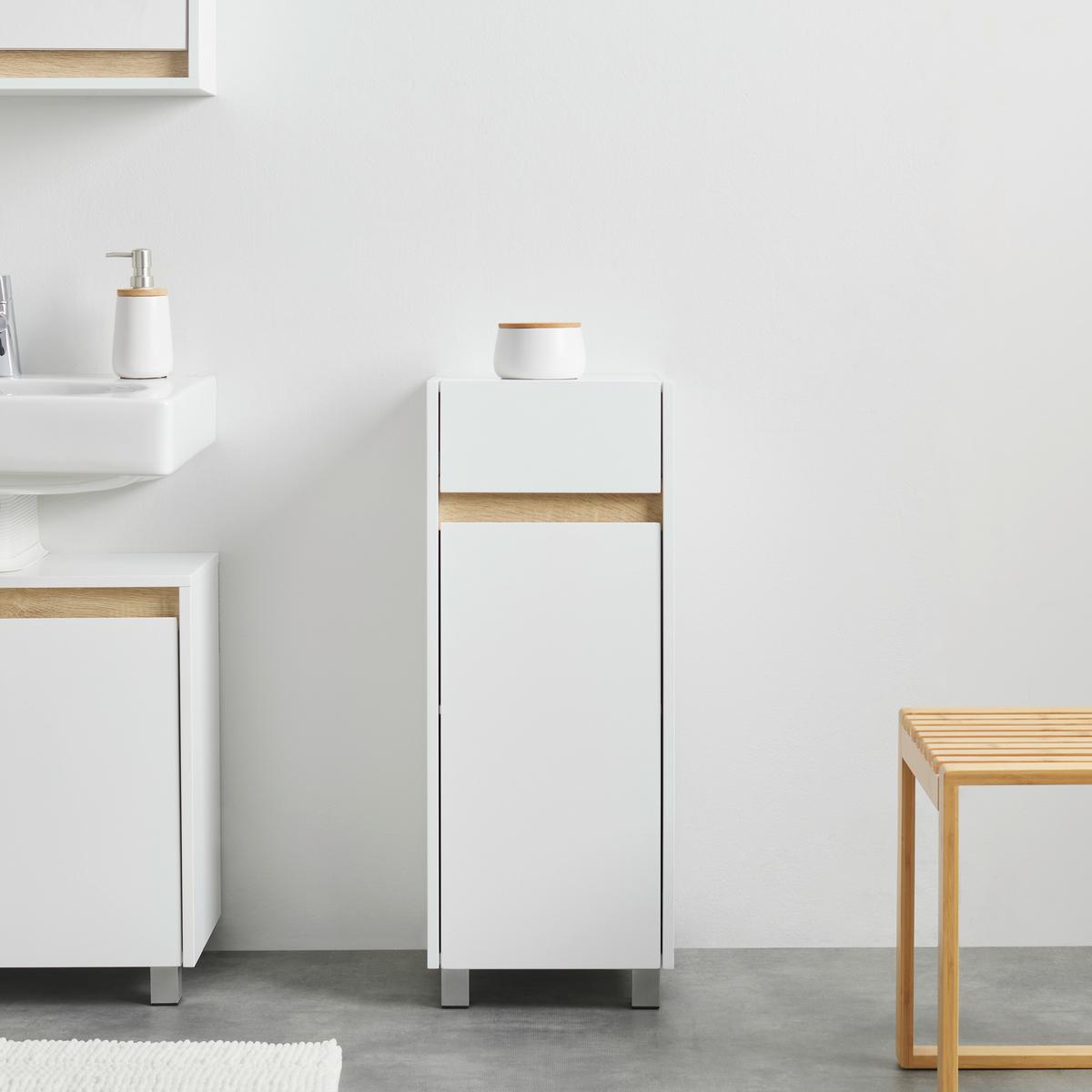 Unterschrank Massimo Weiß ca. 32x89x30 cm - Silberfarben/Weiß, MODERN, Kunststoff (33/85/30cm) - Bessagi Home