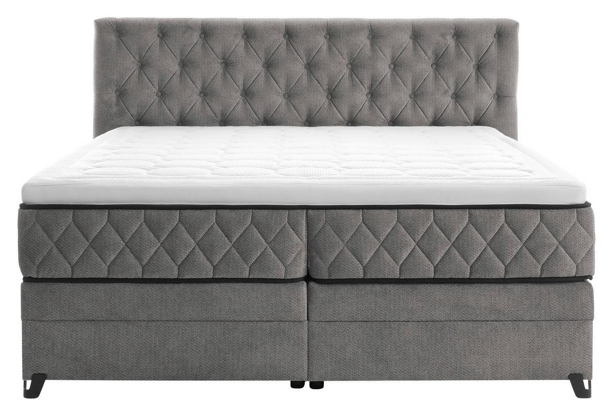 Boxspring Krevet Carmen - siva/tirkizna, Konvencionalno, drvni materijal/drvo (180/200cm) - Modern Living