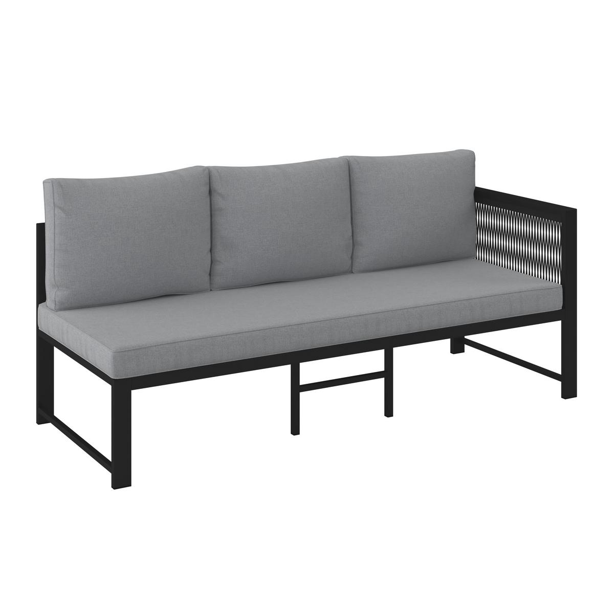 Dining-Loungeset Pergolina Grau Metall/Outdoorstoff - Dunkelgrau/Hellgrau, MODERN, Kunststoff/Textil (194/245cm) - Bessagi Garden