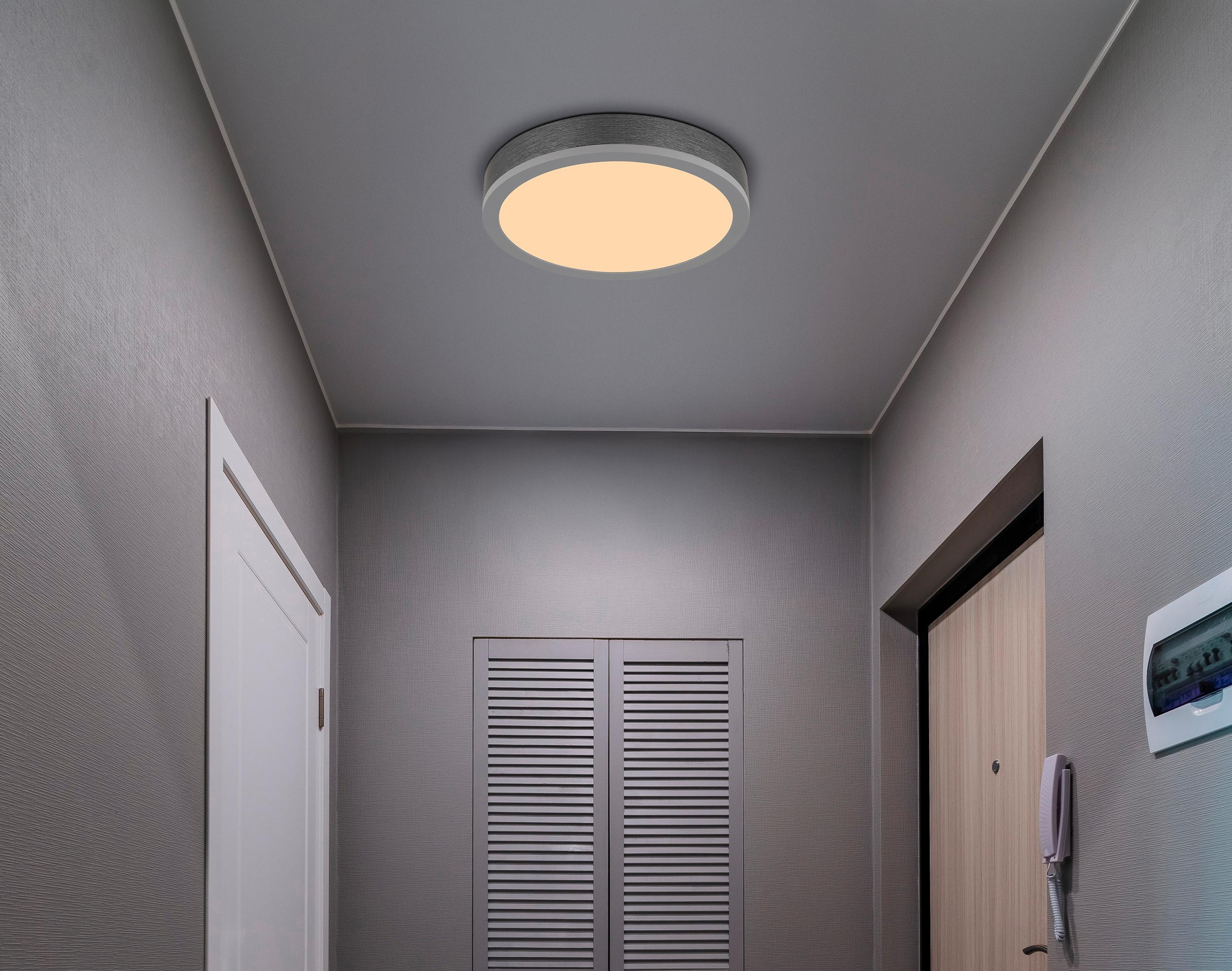 LED-DECKENLEUCHTE 416080AD1R DORO - Weiss/Dunkelgrau, Konventionell, Kunststoff/Metall (30/8,5cm) - Globo