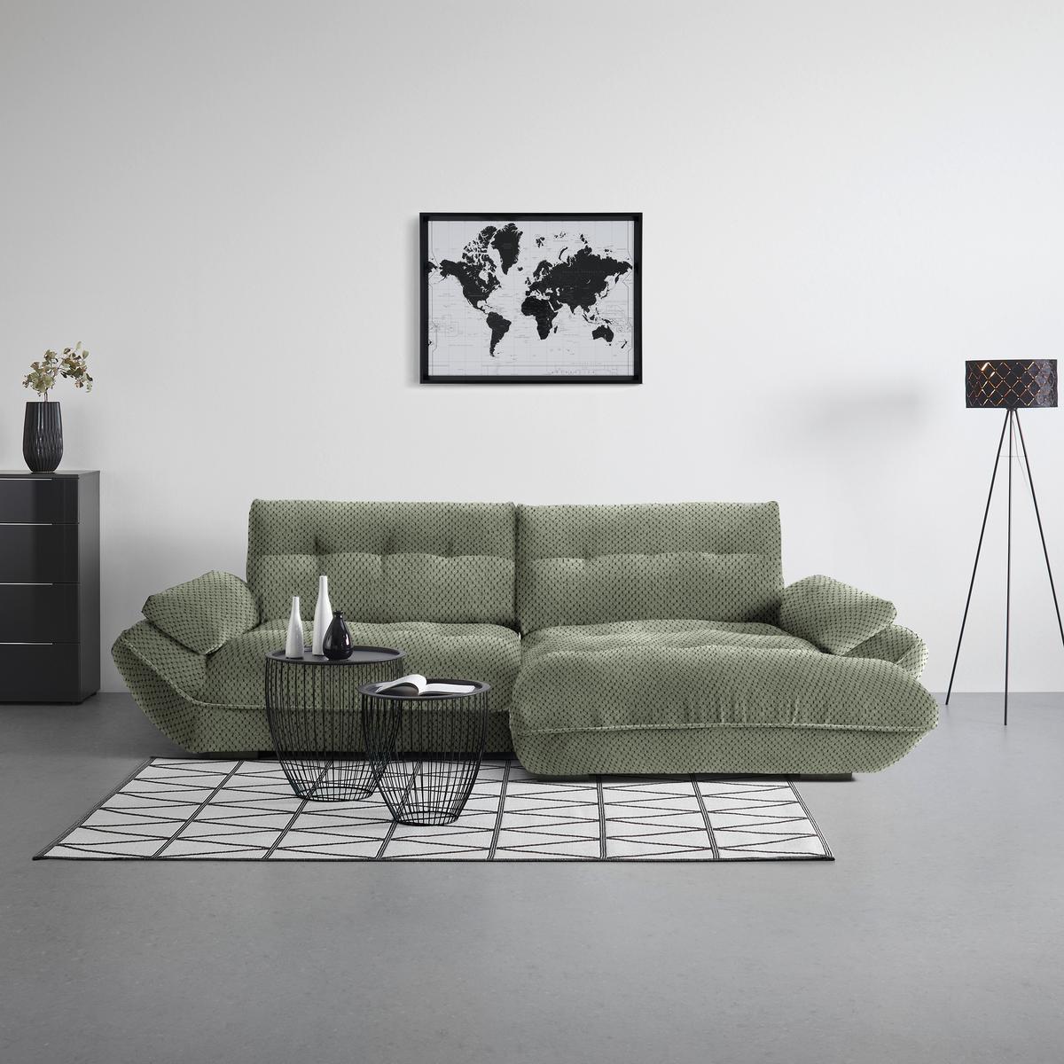 Wohnlandschaft Vivo Grün - Schwarz/Grün, Modern, Kunststoff/Textil (317/63/179cm) - Premium Living