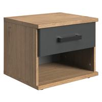 SZAFKA NOCNA LIVERPOOL - kolor dębowy/kolor grafitowy, Design, materiał drewnopochodny (46/38/40cm) - MID.YOU