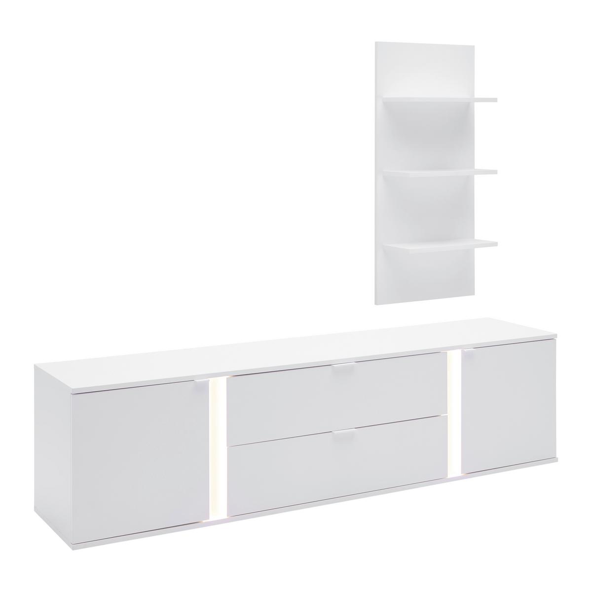 TV-Element Delio Weiß - Schwarz/Weiß, MODERN, Holzwerkstoff/Kunststoff (190/150/42cm) - Mömax